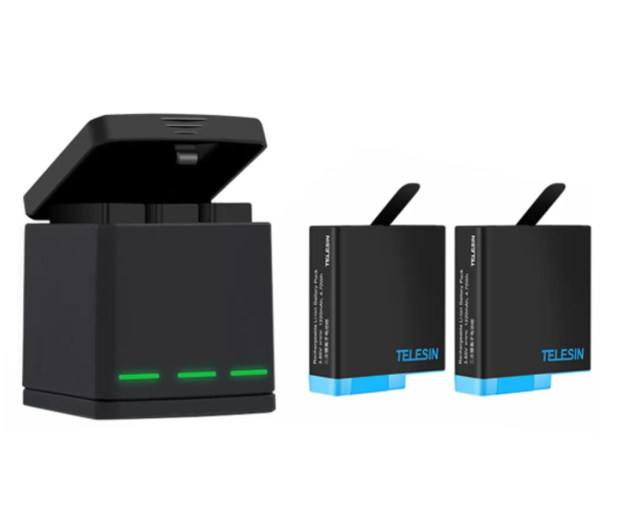 TELESIN Ładowarka trójkanałowa do GoPro Hero 8 + 2 akumulatory - 1190397 - zdjęcie